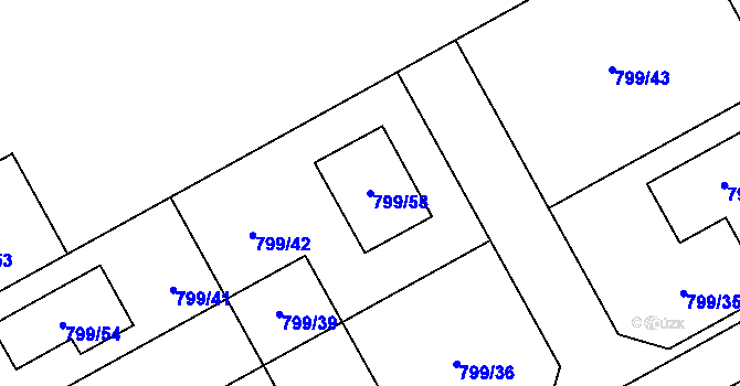 Parcela st. 799/58 v KÚ Lubná u Rakovníka, Katastrální mapa