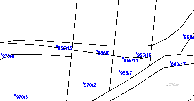 Parcela st. 955/8 v KÚ Lubná u Rakovníka, Katastrální mapa