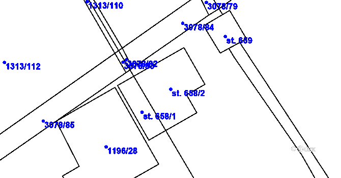 Parcela st. 658/2 v KÚ Lubná u Poličky, Katastrální mapa