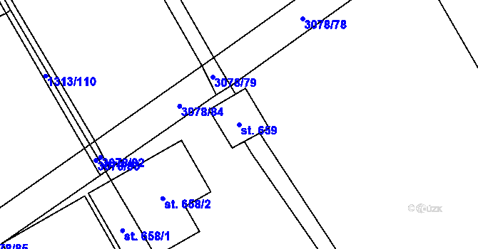 Parcela st. 659 v KÚ Lubná u Poličky, Katastrální mapa