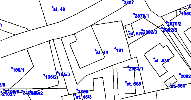 Parcela st. 44 v KÚ Lubná u Poličky, Katastrální mapa