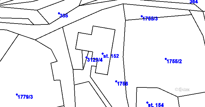 Parcela st. 152 v KÚ Lubná u Poličky, Katastrální mapa