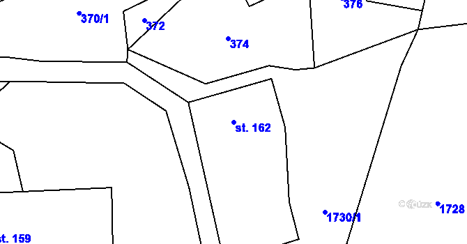 Parcela st. 162 v KÚ Lubná u Poličky, Katastrální mapa