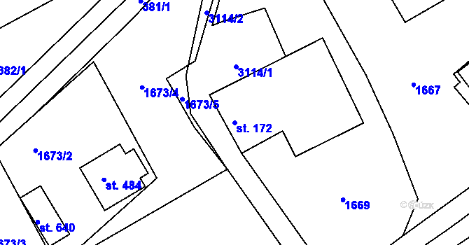 Parcela st. 172 v KÚ Lubná u Poličky, Katastrální mapa