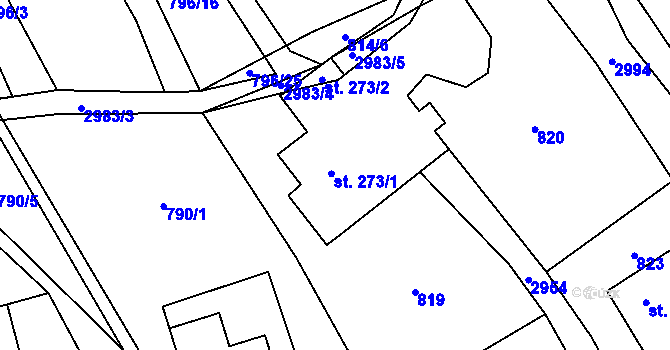 Parcela st. 273 v KÚ Lubná u Poličky, Katastrální mapa