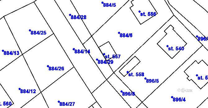 Parcela st. 557 v KÚ Lubná u Poličky, Katastrální mapa
