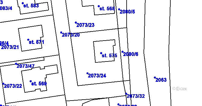 Parcela st. 575 v KÚ Lubná u Poličky, Katastrální mapa