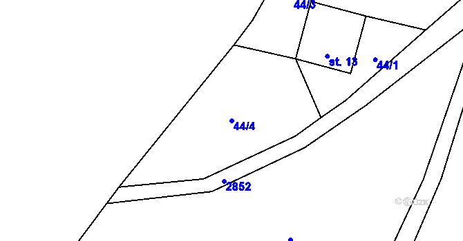 Parcela st. 44/4 v KÚ Lubná u Poličky, Katastrální mapa