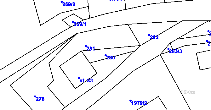 Parcela st. 280 v KÚ Lubná u Poličky, Katastrální mapa