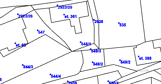 Parcela st. 548/1 v KÚ Lubná u Poličky, Katastrální mapa