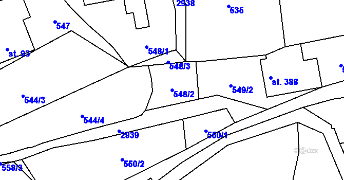 Parcela st. 548/2 v KÚ Lubná u Poličky, Katastrální mapa
