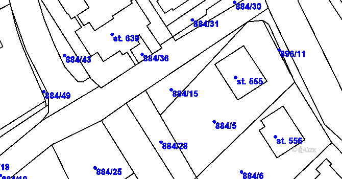 Parcela st. 884/15 v KÚ Lubná u Poličky, Katastrální mapa