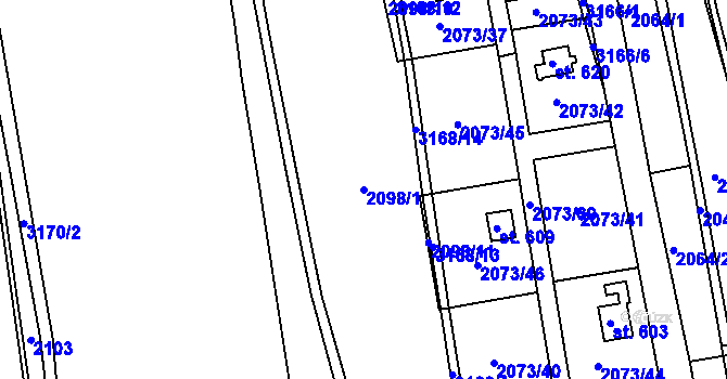 Parcela st. 2098/1 v KÚ Lubná u Poličky, Katastrální mapa