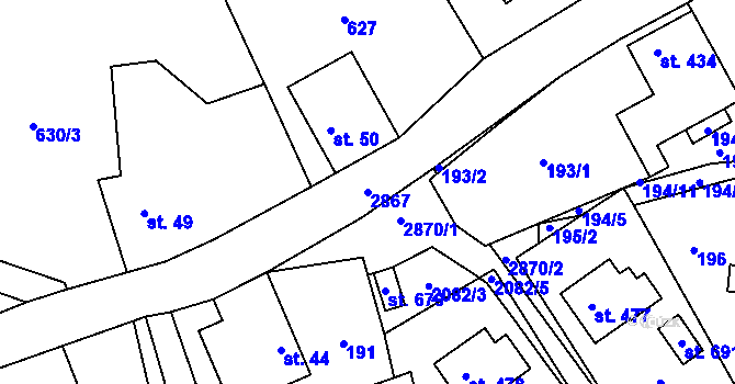 Parcela st. 2867 v KÚ Lubná u Poličky, Katastrální mapa