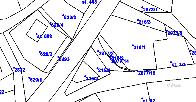Parcela st. 2877/2 v KÚ Lubná u Poličky, Katastrální mapa