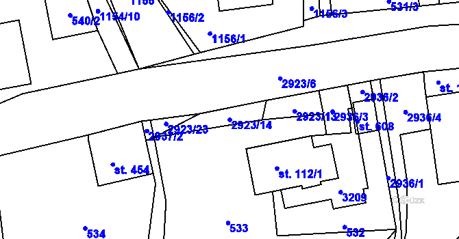 Parcela st. 2923/14 v KÚ Lubná u Poličky, Katastrální mapa