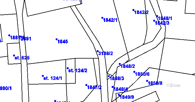 Parcela st. 3138/2 v KÚ Lubná u Poličky, Katastrální mapa