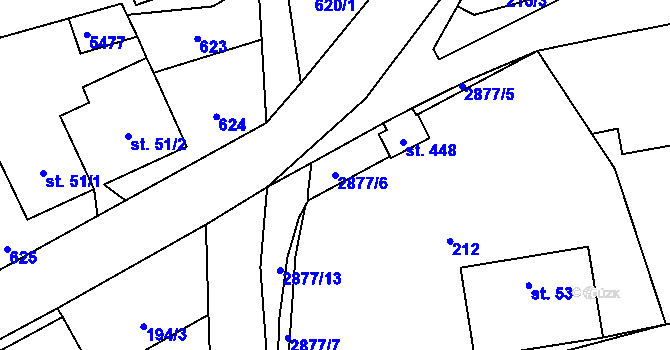 Parcela st. 2877/6 v KÚ Lubná u Poličky, Katastrální mapa