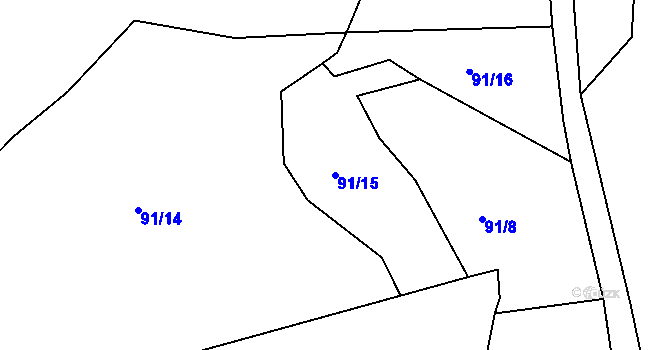 Parcela st. 91/15 v KÚ Lubná u Poličky, Katastrální mapa