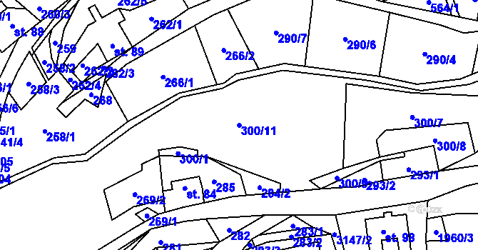 Parcela st. 300/11 v KÚ Lubná u Poličky, Katastrální mapa