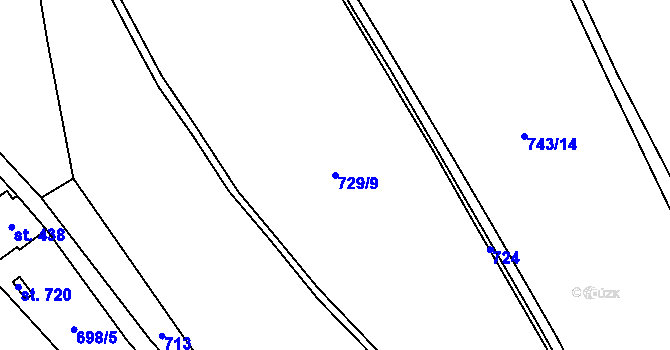 Parcela st. 729/9 v KÚ Lubná u Poličky, Katastrální mapa
