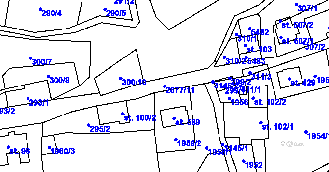 Parcela st. 2877/11 v KÚ Lubná u Poličky, Katastrální mapa