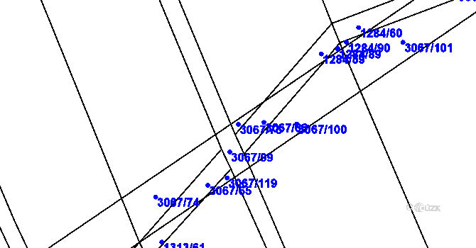 Parcela st. 3067/75 v KÚ Lubná u Poličky, Katastrální mapa