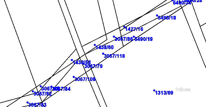 Parcela st. 3067/118 v KÚ Lubná u Poličky, Katastrální mapa