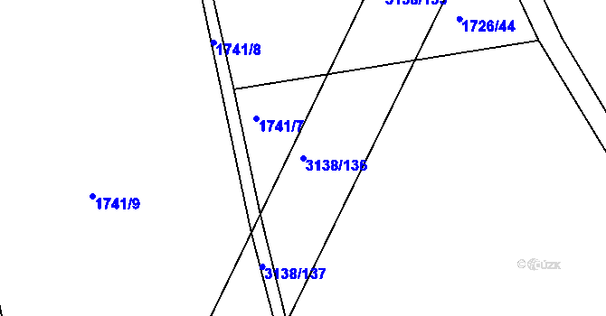 Parcela st. 3138/136 v KÚ Lubná u Poličky, Katastrální mapa