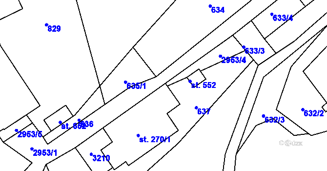 Parcela st. 270/5 v KÚ Lubná u Poličky, Katastrální mapa