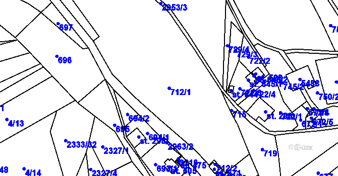 Parcela st. 712/1 v KÚ Lubná u Poličky, Katastrální mapa