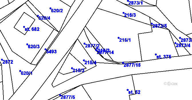 Parcela st. 2877/14 v KÚ Lubná u Poličky, Katastrální mapa