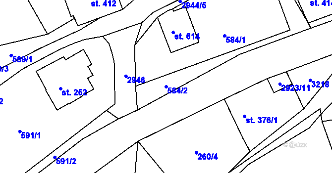 Parcela st. 584/2 v KÚ Lubná u Poličky, Katastrální mapa