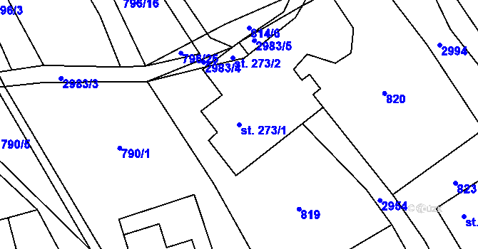 Parcela st. 273/1 v KÚ Lubná u Poličky, Katastrální mapa