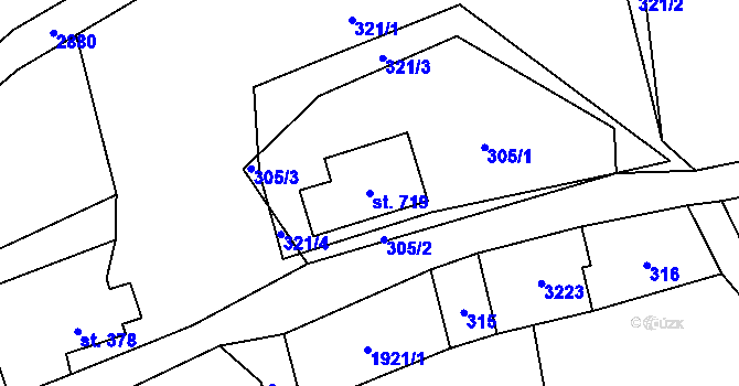 Parcela st. 719 v KÚ Lubná u Poličky, Katastrální mapa