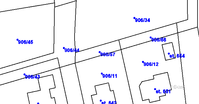 Parcela st. 906/57 v KÚ Lubná u Poličky, Katastrální mapa