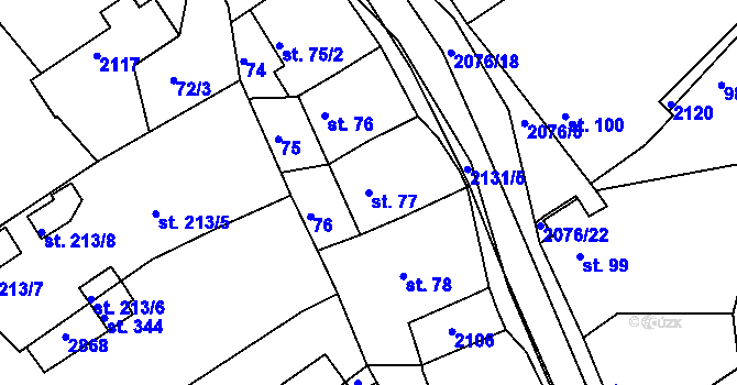 Parcela st. 77 v KÚ Lubná u Kroměříže, Katastrální mapa