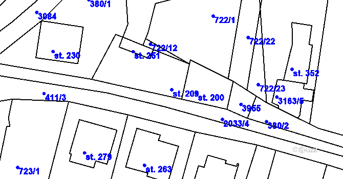 Parcela st. 209 v KÚ Lubná u Kroměříže, Katastrální mapa