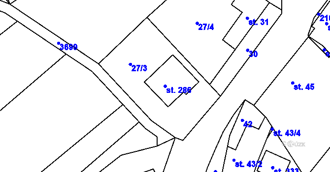 Parcela st. 286 v KÚ Lubná u Kroměříže, Katastrální mapa