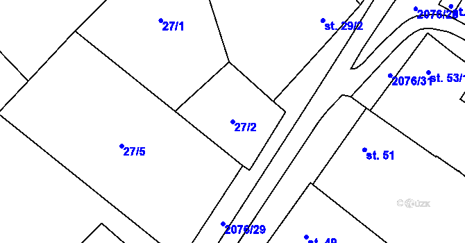 Parcela st. 27/2 v KÚ Lubná u Kroměříže, Katastrální mapa