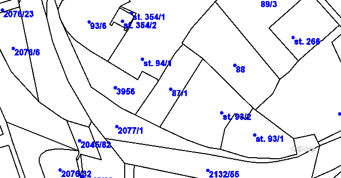 Parcela st. 87/1 v KÚ Lubná u Kroměříže, Katastrální mapa