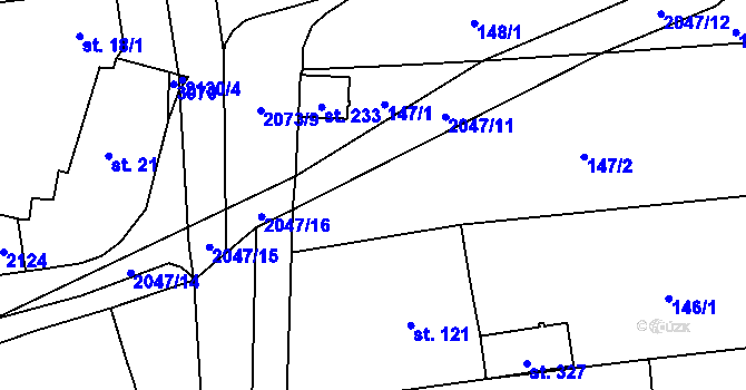 Parcela st. 147/3 v KÚ Lubná u Kroměříže, Katastrální mapa