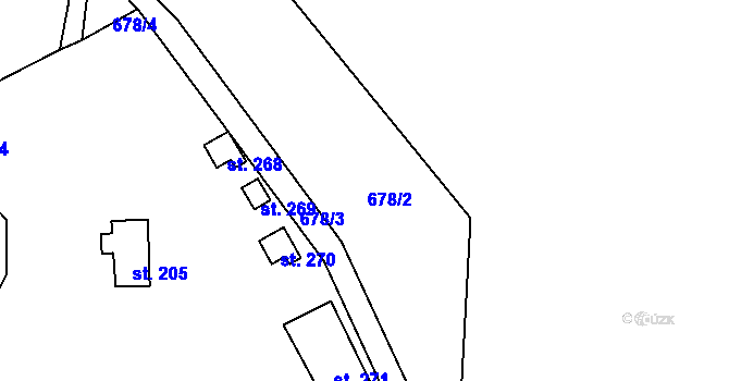 Parcela st. 678/2 v KÚ Lubná u Kroměříže, Katastrální mapa