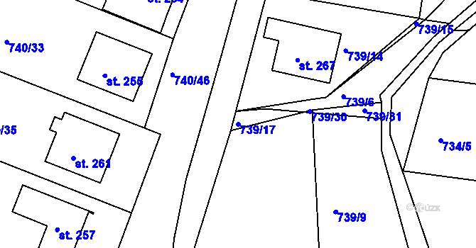Parcela st. 739/17 v KÚ Lubná u Kroměříže, Katastrální mapa