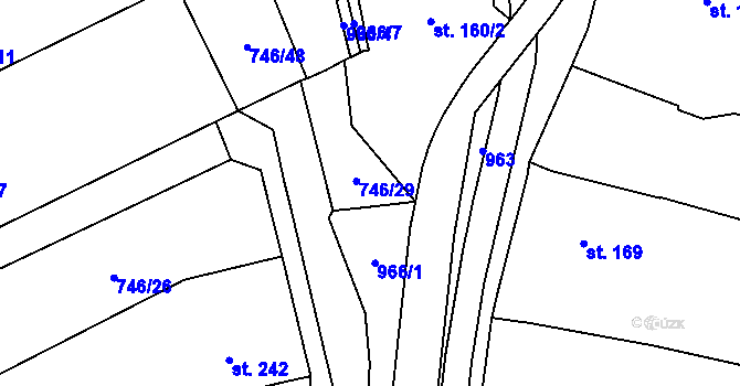 Parcela st. 966/5 v KÚ Lubná u Kroměříže, Katastrální mapa