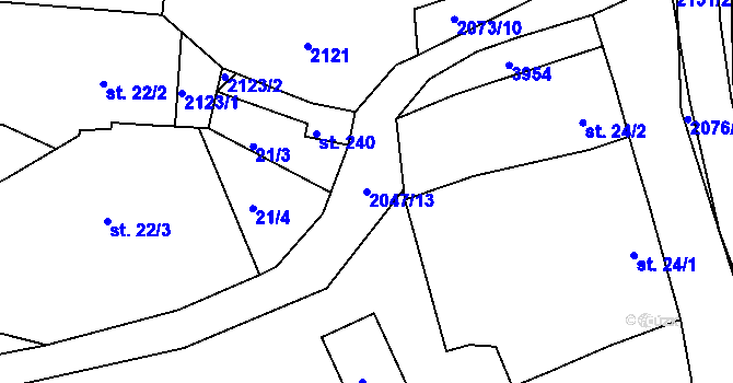 Parcela st. 2047/13 v KÚ Lubná u Kroměříže, Katastrální mapa