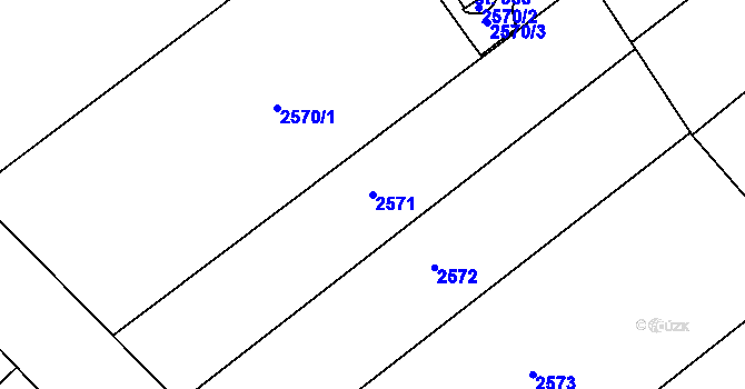 Parcela st. 2571 v KÚ Lubná u Kroměříže, Katastrální mapa