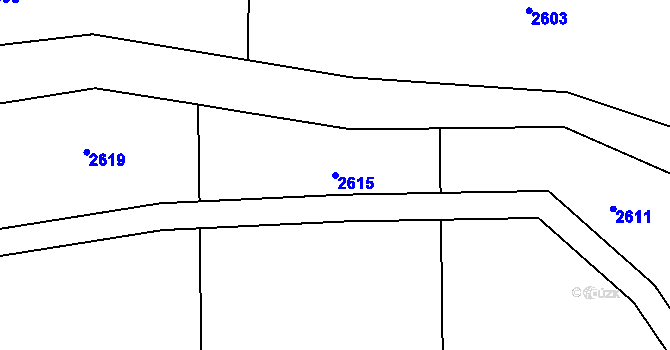Parcela st. 2615 v KÚ Lubná u Kroměříže, Katastrální mapa