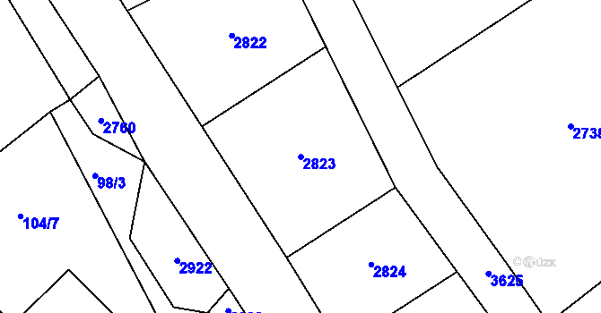 Parcela st. 2823 v KÚ Lubná u Kroměříže, Katastrální mapa