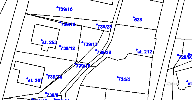 Parcela st. 739/29 v KÚ Lubná u Kroměříže, Katastrální mapa